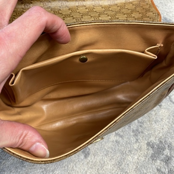 Celine Macadam Coated Canvas Brown Tan Crossbody Bag Flap Close Bow - Picture 12 of 17